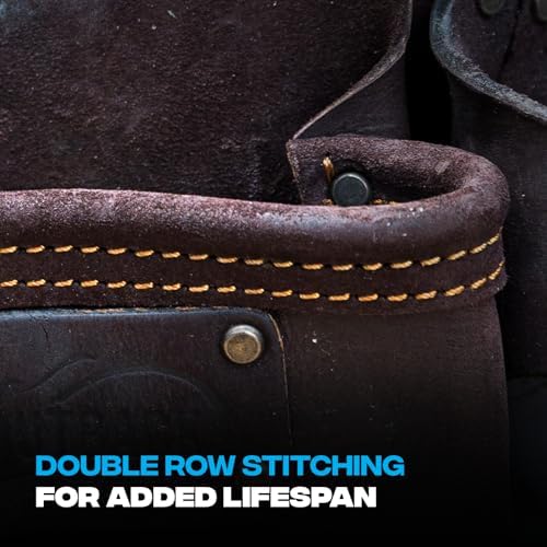 Ox Pro Full Grain Leather Tool Pouches - Made with Double Stitching and Rivet Reinforced Pockets