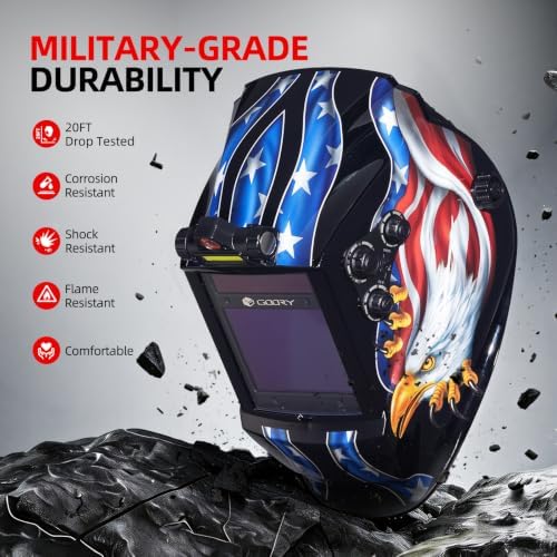 GOORY Auto Darkening Welding Helmet with Light, Large View 3.94"X3.66"