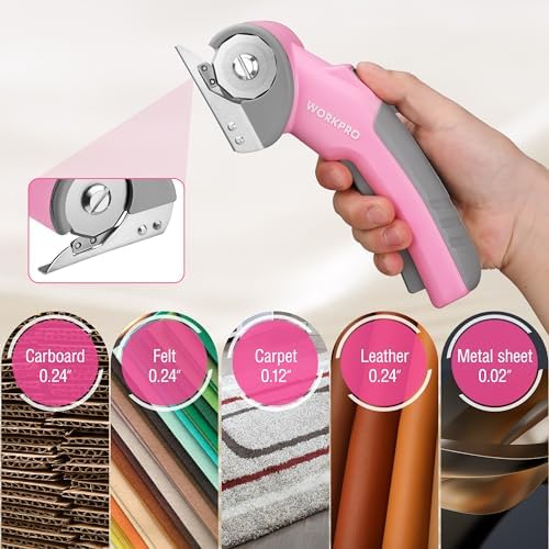 WORKPRO 4V Cordless Electric Scissors, Rechargeable Power Rotary Cutter