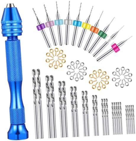 Uonlytech 152pcs Precision Hand Drill Set Pin Vise and Mini Drill Bits for Crafting Jewelry Making and Model Assembly Compact and Lightweight Design