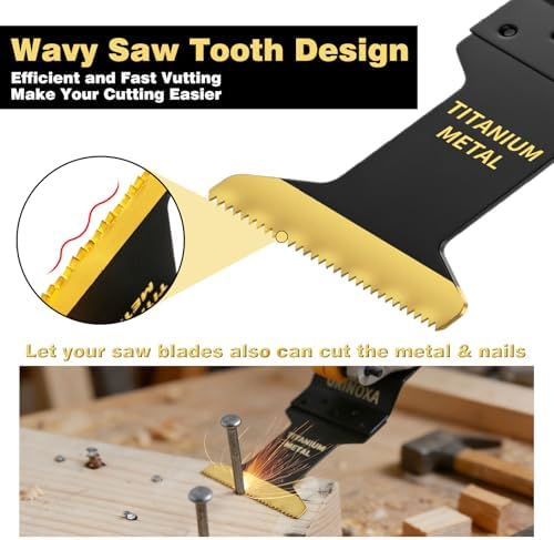 20pcs Titanium Oscillating Saw Blades, Universal Multitool Blades for Metal Nails Wood Cutting, Oscillating Tool Blade for Hard Material, Multi Tool Blades Kits for Milwaukee Dewalt Bosch Ryobi