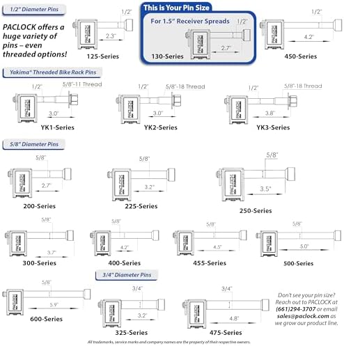 PACLOCK's UCS-80A-130 Trailer Hitch Lock, High Performance 6-Pin Cylinder, One Lock Keyed to a Number U-Pick! w/ 2 Keys, Black