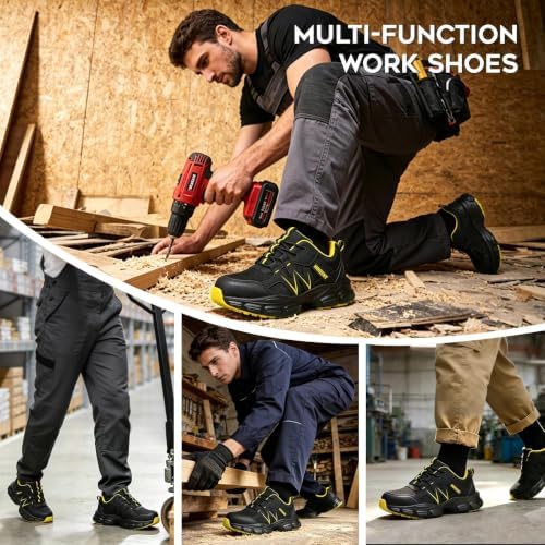 Hogent Steel Toe Shoes for Men Women - Non Slip & Lightweight Work Shoes