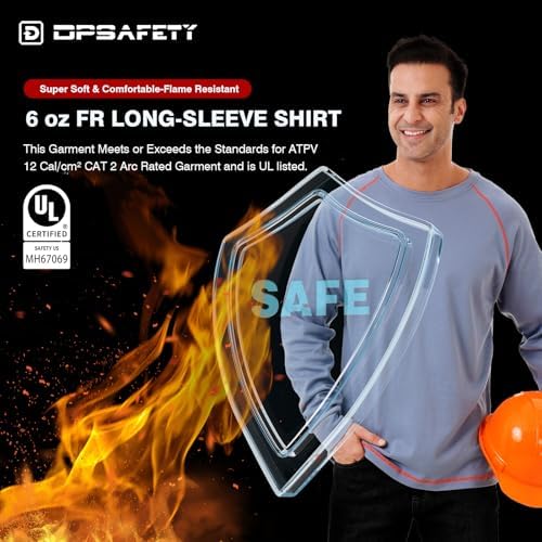 FR Shirts for Men, 6oz Hi Vis Flame Resistant Welding Shirt