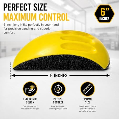 LiME LiNE 6 Inch Hook and Loop Mouse Hand Sanding Block Ideal for Sanding Automotive Body, Art & Crafts and DIY Projects (Flexible Block)
