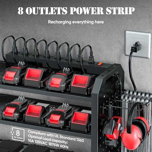 Nacial Power Tool Organizer Wall Mount with Charging Station, Drill Holder
