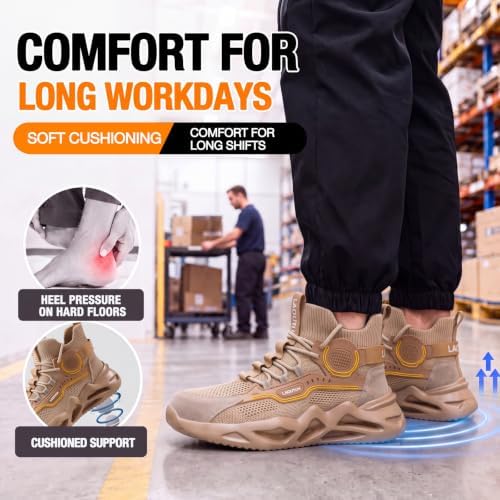 LAoutun Steel Toe Shoes for Men Work Shoes Safety Sneakers Lightweight