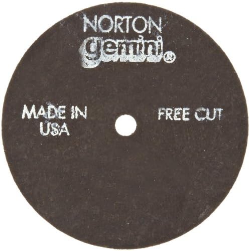 Norton Gemini Fast Cut Small Diameter Reinforced Abrasive Flat Cut-off Wheel, Type 01, Aluminum Oxide, 1/4" Arbor, 4" Diameter x 1/8" Thickness (Pack of 5)