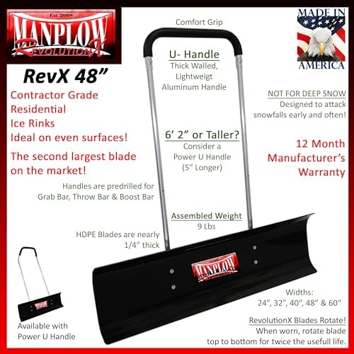 RevolutionX Snow Pusher with U Handle (48 Inch)