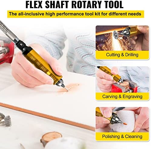 VEVOR Flex Shaft Grinder 780W Rotary Tool 500-23000RPM Rotary Carver with 1/4" 3-Jaw Chuck & Stepless Speed Foot Pedal Hanging Grinding Machine 131PCS Accessories for Jewelry Polishing Grinding DIY