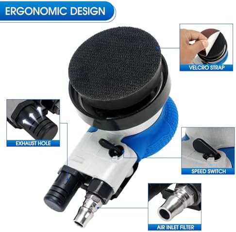3-Inch Mini Air Sander | High-Speed 11,000 RPM Pneumatic Orbital Tool | Compact DA Sander for Auto Detailing, Spot Repair & Small Projects