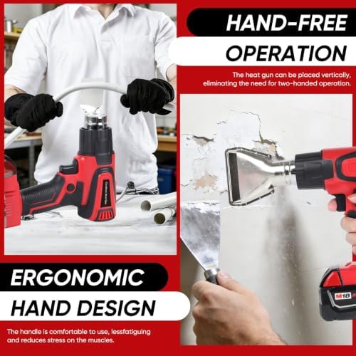 Cordless Heat Gun Compatible with Milwaukee M18 Battery, Fast Heating Variable Temp (122°F~1112°F) Hot Gun LCD Display and 4 Nozzle for Shrink Tubing, DIY(No Battery, Not Made by Milwaukee)