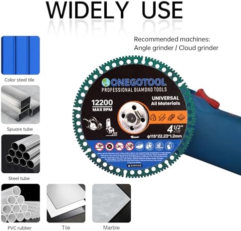 4-1/2 inch Indestructible Cutting Discs for Angle Grinder 7/8" Blades Cut Off Wheels Diamond Tool Metal rebar Porcelain Tile Granite Marble Smooth Cutter (3pcs)