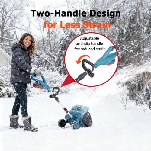Cordless Snow Shovel with Wheels, 16 Inch Brushless Electric Snow Blower