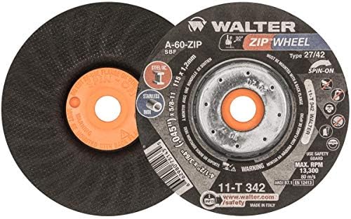 Walter Zip Wheel™ Cut-Off Wheel, Spin-On 4-1/2" X 3/64" X 5/8"-11, Pack of 25 (11T342)