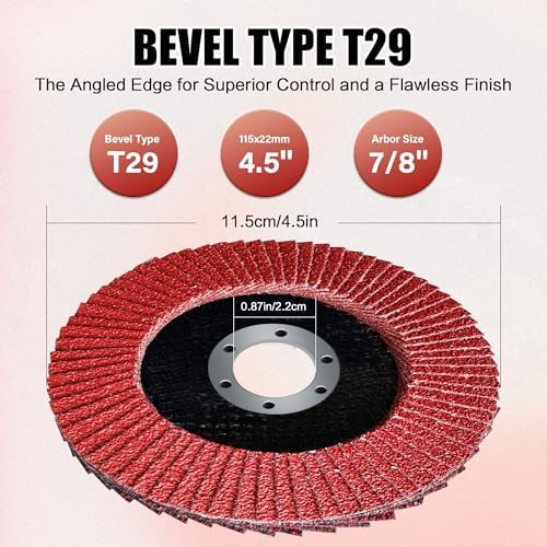 40 Pack 4-1/2" Ceramic Flap Discs for Angle Grinder, 40/60/80 Grit Type 29 Sanding Wheels, Abrasive Grinding Discs for Metal, Stainless Steel and Wood, Polishing Finishing Kit