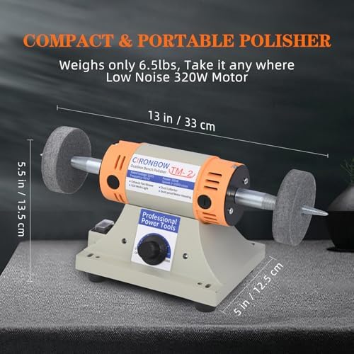 4" Jewelry Polisher & Adjustable Variable Speed Grinder Machine - With 6 Cloth Wheels & 2 Abrasive Wheels, Safety Glasses & Compound for Jewelry, Metal, Wood, Jade, Plastic Polishing