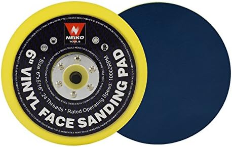 NEIKO 30262A 6" Sanding Pad with Vinyl PSA Backing, 5/16” Arbor with 24 Thread Mounts, 10,000 RPM, Sanding Pads are Ideal for Orbital and Dual Action Sander