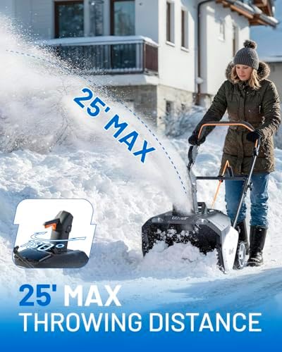 Litheli Cordless Snow Blower, 40V Brushless Electric Snow Thrower with Wheels, 180° Adjustable Chute, LED Light, Easy Maneuver Snow Removal Kit with Battery for Driveway