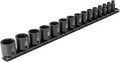 TEKTON 3/8 Inch Drive Impact Socket Set, 15-Piece | SID91104 | (1/4 - 1 in.), Shallow, 6-Point, Socket Rail