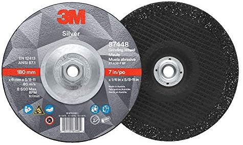 3M Silver Depressed Center Grinding Wheel, 87448, 36+, T27 Quick Change