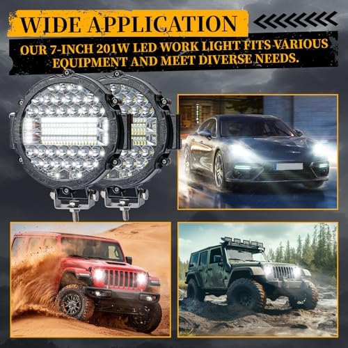 7 Inch Round LED Offroad Light Pods 201W Auxiliary Driving Work Fog Lights