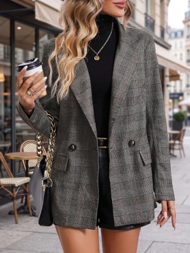 Mina Self 2026 Women's Fall Plaid Blazer Houndstooth Jacket Business Casual