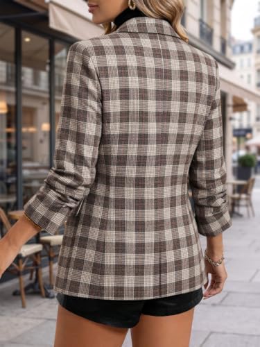 Mina Self 2026 Women's Fall Plaid Blazer Houndstooth Jacket Business Casual