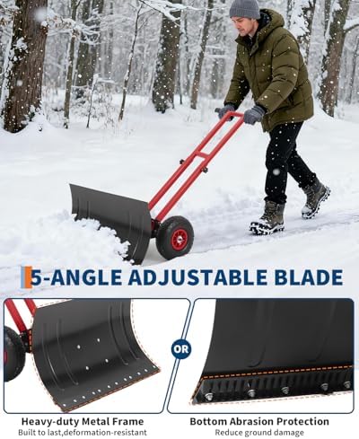 GarveeTech 29x16.5 in Snow Shovel with 7-Position Angled Blade