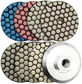 SHDIATOOL 3 Inch Dry Diamond polishing Pads Set of 7 Pieces Plus an Aluminum Backer for Granite Marble Quartz