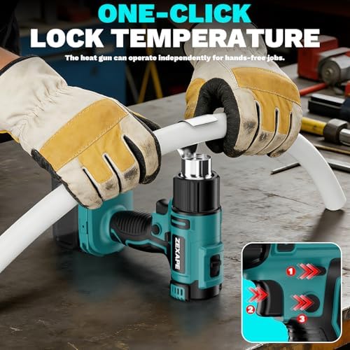 Cordless Heat Gun Compatible with Makita 18V Battery, 350W Fast Heating Soldering Gun with LED Light, 122℉-1022℉ Variable Temperature with 5 Nozzles for DIY Craft, Shrink Tubing (Tool Only)