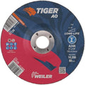 Weiler 57129 6”X1/4”, Tiger Type 27 Grinding Wheel, A24R, 7/8" A.H. (Pack of 10), 6" Dia