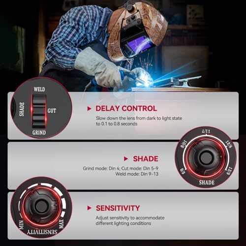 ARCCAPTAIN Welding Hood, 180° Panoramic View Auto Darkening Welding Helmet