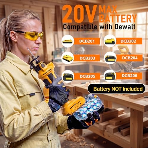 Cordless Drywall Cut-Out Tool, Brushless Rotary Saw Compatible With Dewalt 20V Battery, 28000 RPM 6-Speed Adjustable Depth, Compact Spiral Tool for Drywall Sheetrock Wood Cutting (Black)