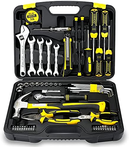 DOWELL 61-Piece Tool Set Kit Mechanic Tool Set Socket Wrench Set Auto Repair Household Repair Hand Tool Kit with Plastic Tool Box Storage Case