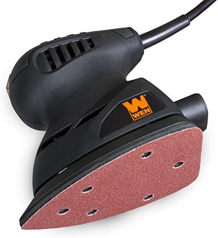 WEN 6301 Electric Detailing Palm Sander and WEN 6301SP100 Detailing Palm Sander 100-Grit Hook & Loop Sandpaper (10 Pack)