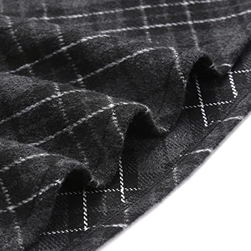 IDEALSANXUN Womens Plaid Wool Skirts Elastic Waist A-Line Pleated Tartan Long Skirts