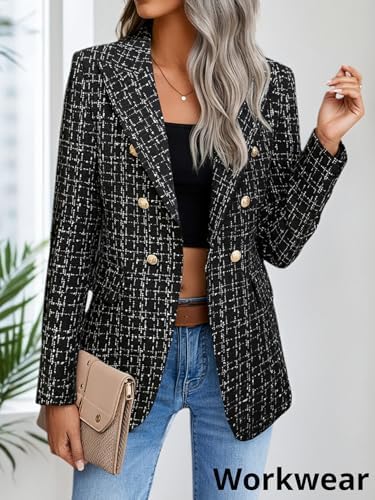 Mina Self 2026 Women's Fall Tweed Blazer Plaid Jacket Business Casual Coat