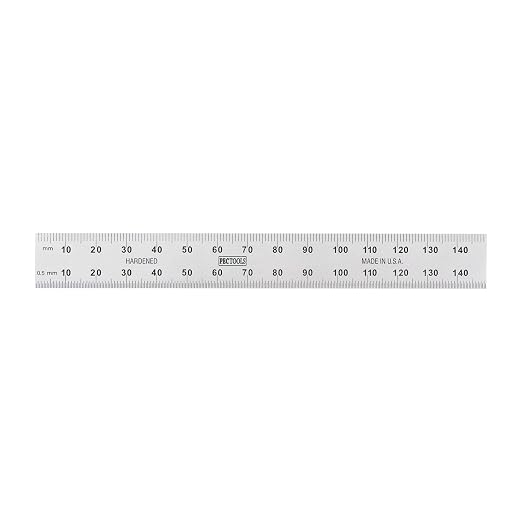 PEC Tools Metric Reading Precision Double Square- Cast Iron Head, 150mm Blade with Satin Chrome Finish, Made in USA