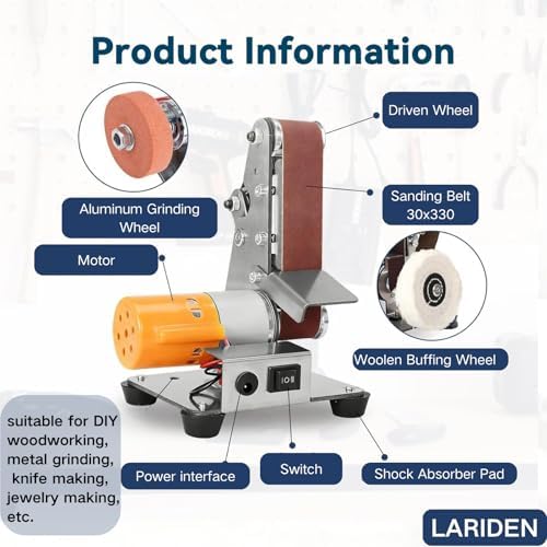 3-In-1 Mini Belt Sander, Adjustable Speed Electric Bench Grinder Sanding Machine, Table Top Grinder Polisher for DIY Craft Wood Stained Glass Jewelry Making Bench Grinder