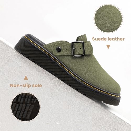 Athlefit Women's Slip On Suede Clogs with Back Strap