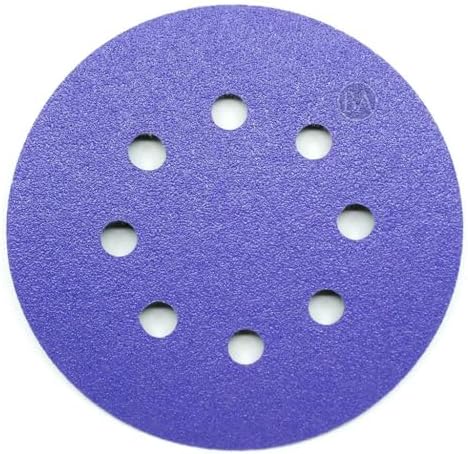 Benchmark Abrasives 5 Inch Sanding Discs Hook and Loop, Ceramic 8 Holes Adhesive Sandpaper for Surface Blending, Automotive - Orbital Sander Sandpaper (50 Discs) (Mixed Low Grits)