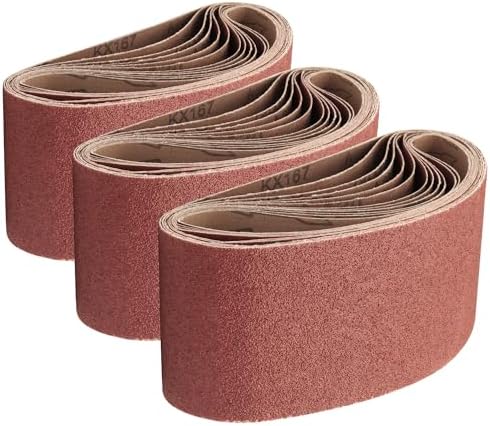 4x24 Inch Sanding Belts, Aluminum Oxide, 40/60/80 Grit Coarse Set, 18 Pack