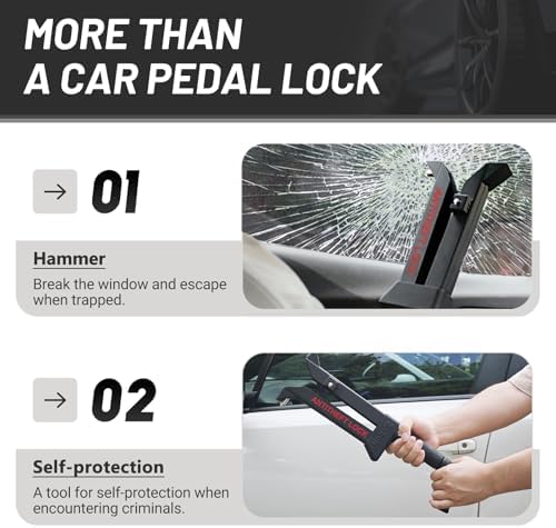 Kernel Brake Pedal Lock, Anti Theft Car Device, Patented Automotive Anti-Theft System, Clutch Pedal Deadbolt Lock for Cars, SUV's, Van Security with 3 Keys