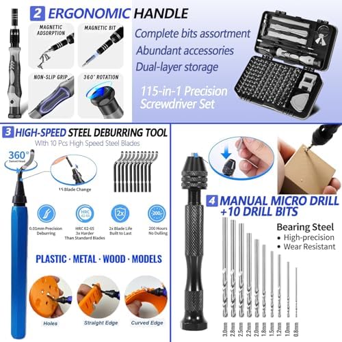 262 Pcs 3D Printer Tool Set w/Bag, Nozzle Kit & Mini Electric Grinder