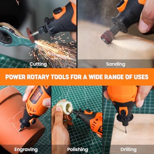 HARDELL 180W Corded Rotary Tool Kit, 8000-35000 RPM 61 Accessories for DIY