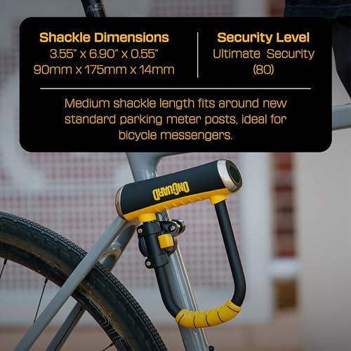 OnGuard Pitbull Medium U-Lock – 14 mm Hardened Steel Shackle (90 × 175 mm) – X4P Quad Lock, Z-Cylinder, TriRadius Design, 5 Keys & Mount Bracket