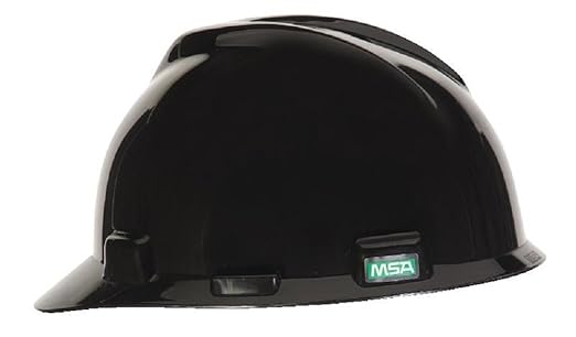 MSA 495851 V-Gard Cap Style Safety Hard Hat With Fas-Trac III Ratchet Suspension | Polyethylene Shell, Superior Impact Protection, Self Adjusting Crown Straps - Small Size in Black