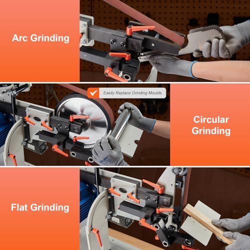 VEVOR Belt Grinder Sander, 72 x 2-Inch Variable Speed Belt Polisher with VFD, 1500W Knife Sharpener with 3 Grinding Moulds & 3PCS Sanding Belts for Metalworking, Compatible with 72"- 82 * 2" Belts