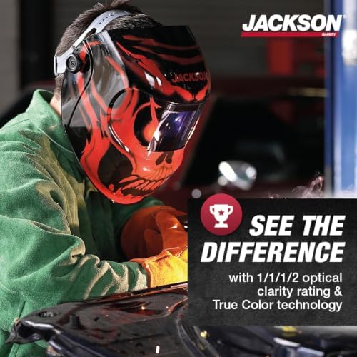 Jackson Safety Premium Graphic Welding Hood with ADF - Ultra Lightweight Auto Darkening Welding Helmet - ANSI Z87.1 (Multiple Styles)